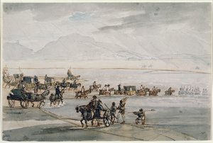 Le Haut Shérif du Lancashire traversant les sables de Morecambe